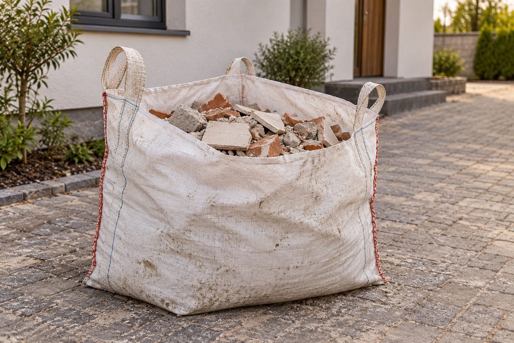 Półpełny big bag z gruzem